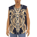 Golden Tribal Sea Turtle Print Sleeveless Baseball Jersey