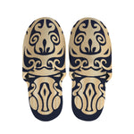 Golden Tribal Sea Turtle Print Slippers