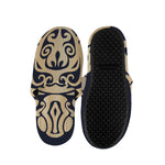 Golden Tribal Sea Turtle Print Slippers