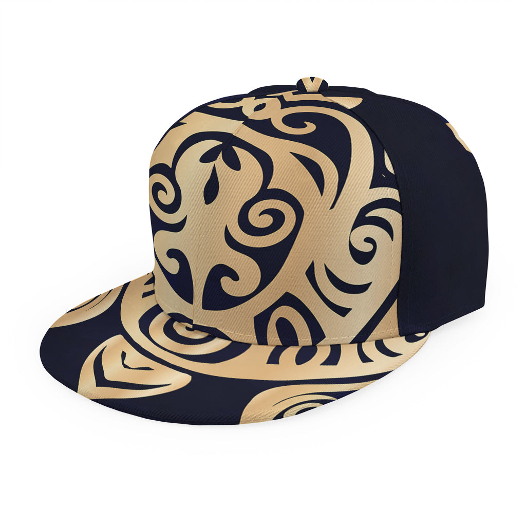 Golden Tribal Sea Turtle Print Snapback Cap