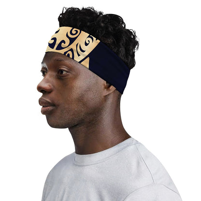 Golden Tribal Sea Turtle Print Sports Headband
