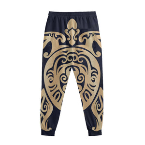 Golden Tribal Sea Turtle Print Sweatpants