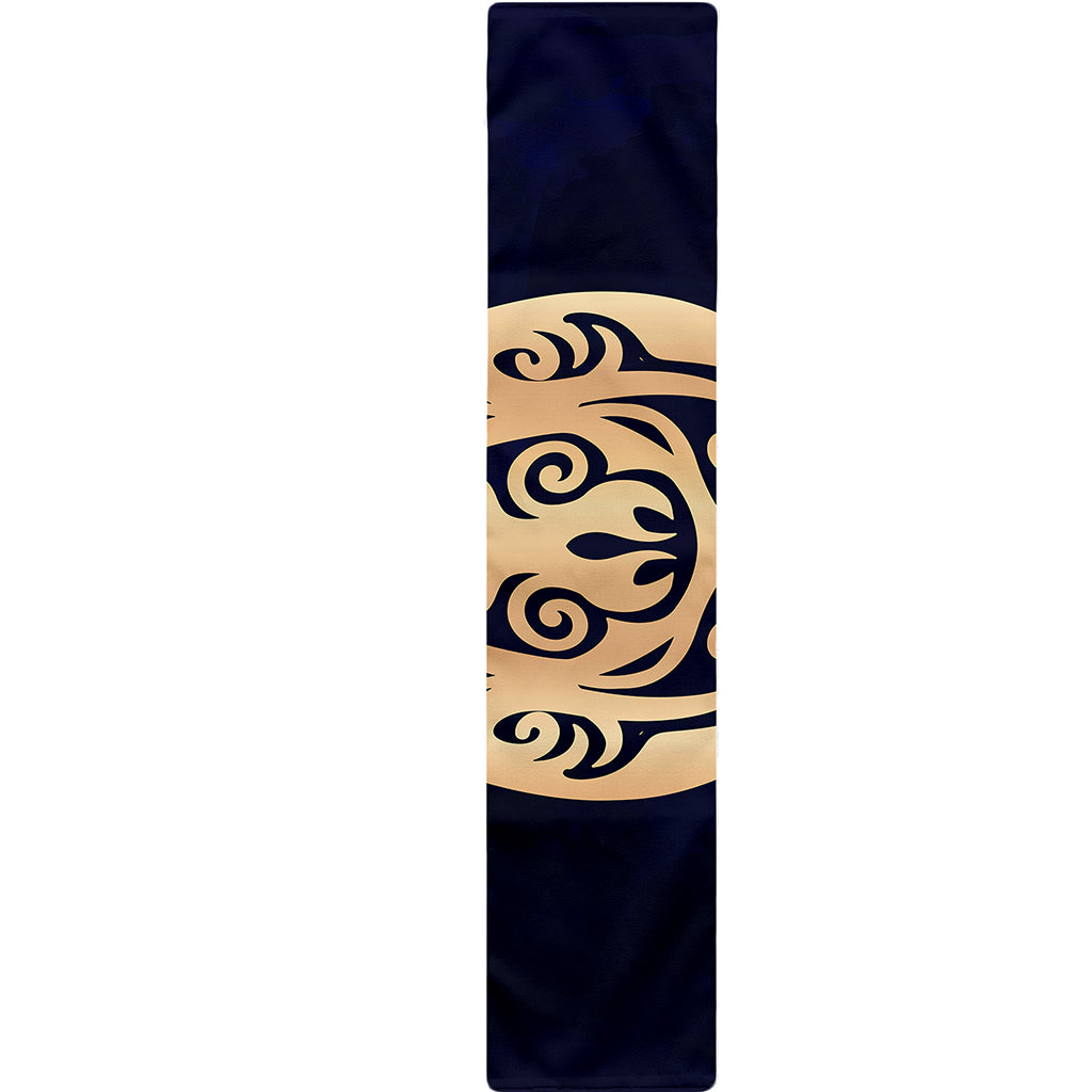 Golden Tribal Sea Turtle Print Table Runner