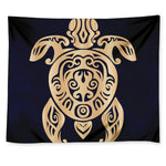 Golden Tribal Sea Turtle Print Tapestry