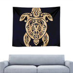Golden Tribal Sea Turtle Print Tapestry