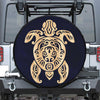 Golden Tribal Sea Turtle Print Tire Cover