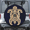 Golden Tribal Sea Turtle Print Tire Cover With Camera Hole