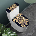 Golden Tribal Sea Turtle Print Toilet Lid And Tank Cover Set