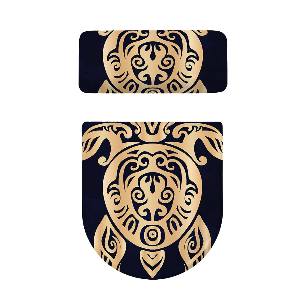 Golden Tribal Sea Turtle Print Toilet Lid And Tank Cover Set