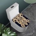 Golden Tribal Sea Turtle Print Toilet Lid Cover