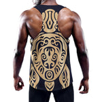 Golden Tribal Sea Turtle Print Training Tank Top