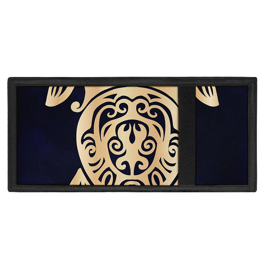 Golden Tribal Sea Turtle Print Trifold Wallet