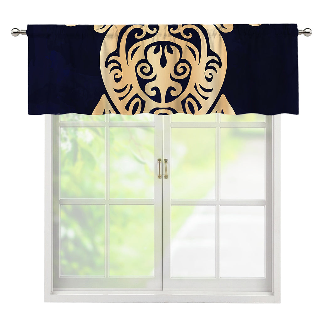 Golden Tribal Sea Turtle Print Window Valance