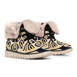 Golden Tribal Sea Turtle Print Winter Boots