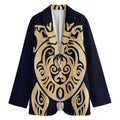 Golden Tribal Sea Turtle Print Women's Blazer
