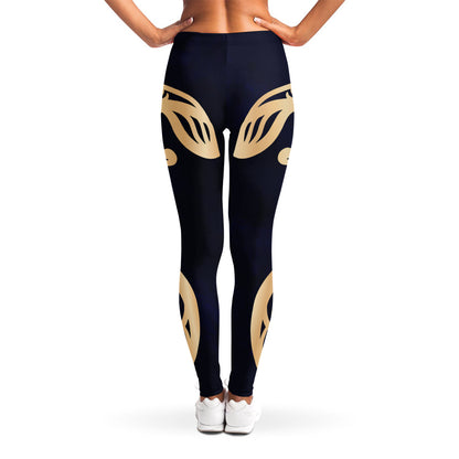 Golden Tribal Sea Turtle Print Women's Leggings