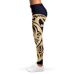 Golden Tribal Sea Turtle Print Women's Leggings