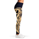 Golden Tribal Sea Turtle Print Women's Leggings