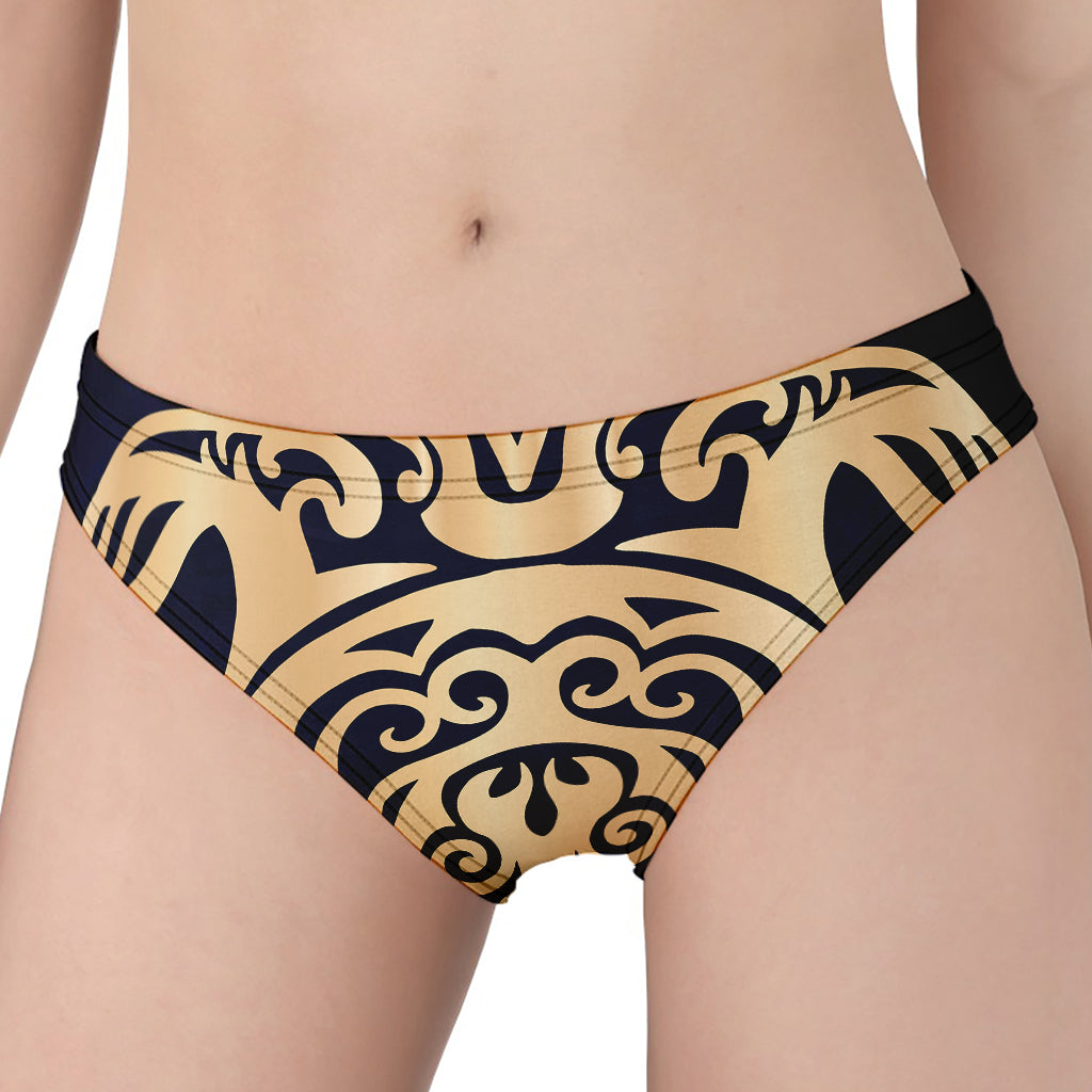 Golden Tribal Sea Turtle Print Women's Panties