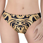 Golden Tribal Sea Turtle Print Women's Thong