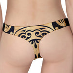 Golden Tribal Sea Turtle Print Women's Thong