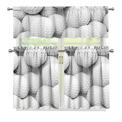 Golf Ball 3D Print 3 Piece Kitchen Curtains