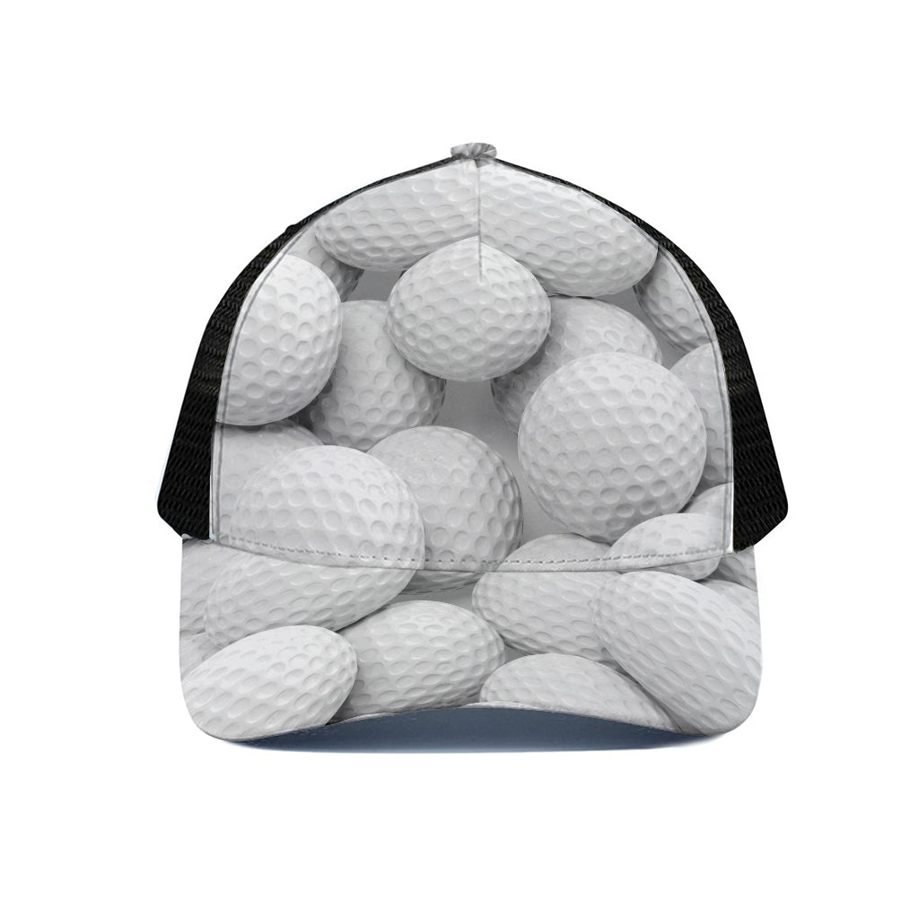 Golf Ball 3D Print Black Mesh Trucker Cap