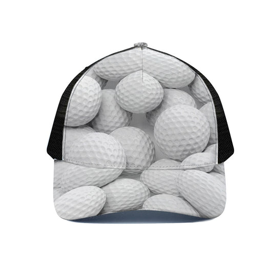 Golf Ball 3D Print Black Mesh Trucker Cap