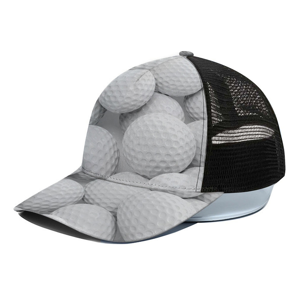 Golf Ball 3D Print Black Mesh Trucker Cap