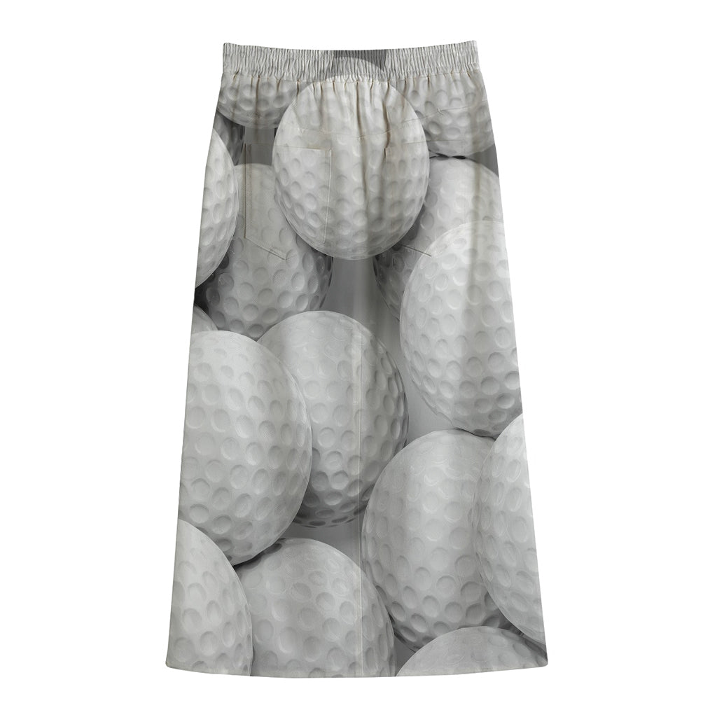 Golf Ball 3D Print Cotton Front Slit Maxi Skirt