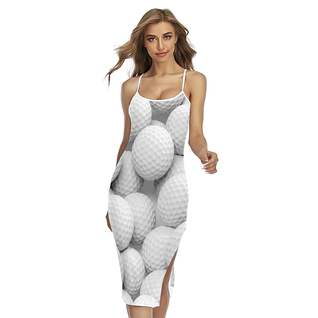 Golf Ball 3D Print Cross Back Cami Dress