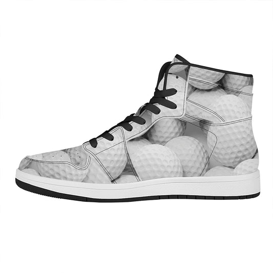Golf Ball 3D Print High Top Leather Sneakers