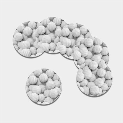 Golf Ball 3D Print Leather Coaster Set