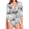 Golf Ball 3D Print Long Sleeve Swimsuit