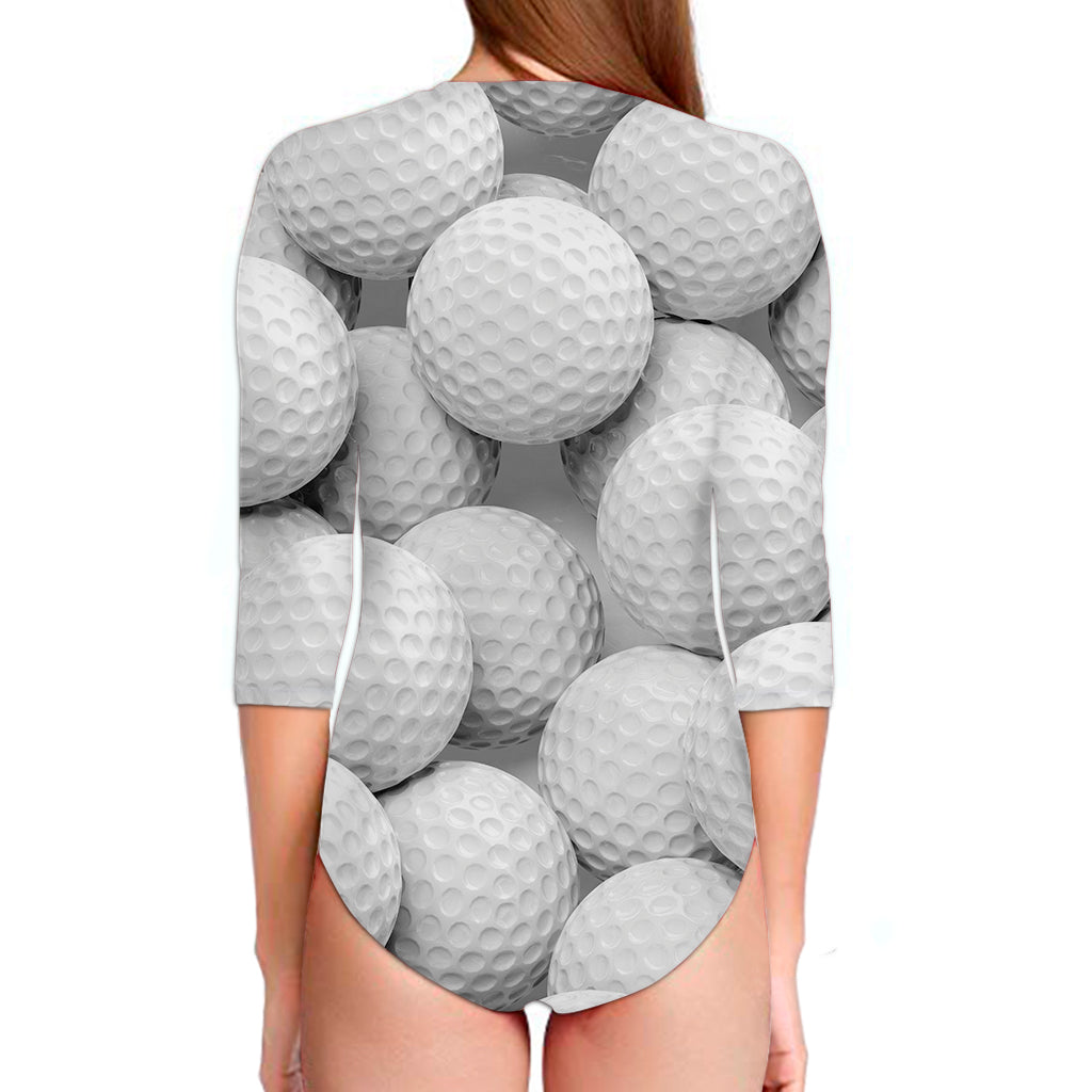 Golf Ball 3D Print Long Sleeve Swimsuit