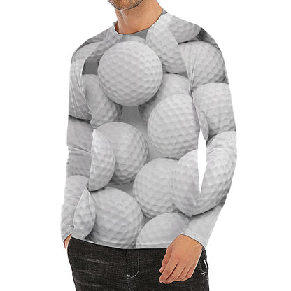 Golf Ball 3D Print Men's Long Sleeve Rash Guard
