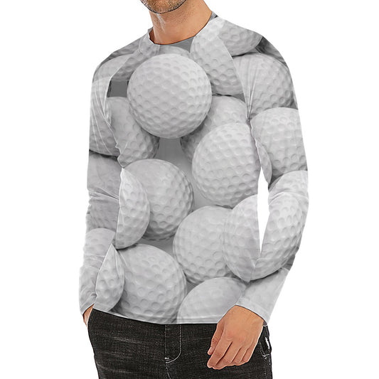 Golf Ball 3D Print Men's Long Sleeve Rash Guard