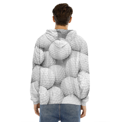 Golf Ball 3D Print Men's Velvet Pullover Hoodie