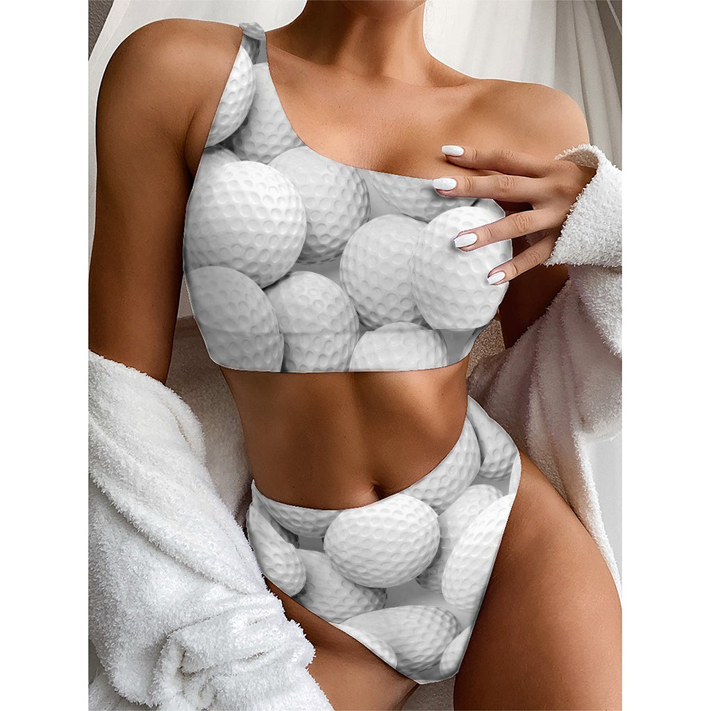 Golf Ball 3D Print One Shoulder Bikini Top