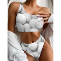 Golf Ball 3D Print One Shoulder Bikini Set