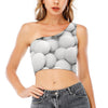 Golf Ball 3D Print One Shoulder Crop Top