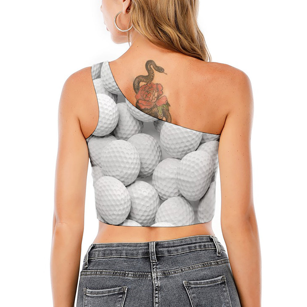 Golf Ball 3D Print One Shoulder Crop Top