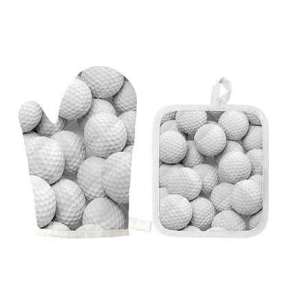Golf Ball 3D Print Oven Mitt And Pot Holder Set