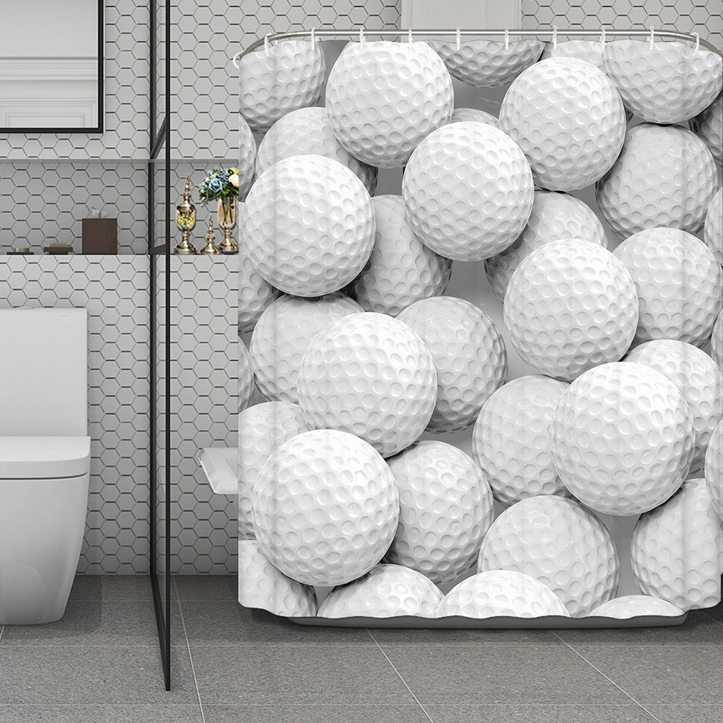 Golf Ball 3D Print Polyester Shower Curtain