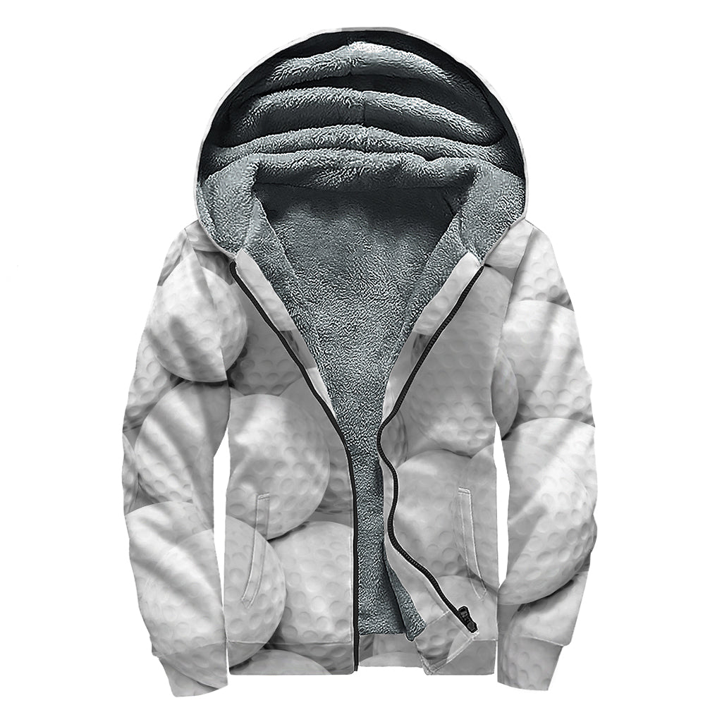 Golf Ball 3D Print Sherpa Lined Zip Up Hoodie