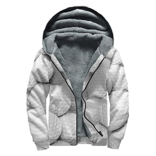 Golf Ball 3D Print Sherpa Lined Zip Up Hoodie