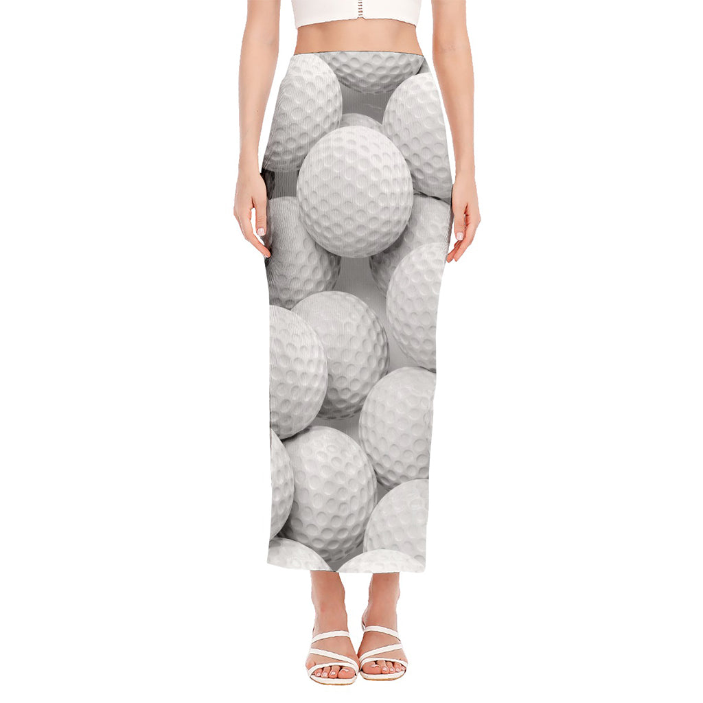 Golf Ball 3D Print Side Slit Maxi Skirt