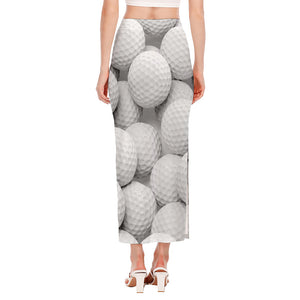 Golf Ball 3D Print Side Slit Maxi Skirt