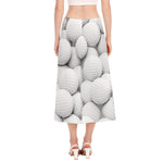 Golf Ball 3D Print Side Slit Midi Skirt