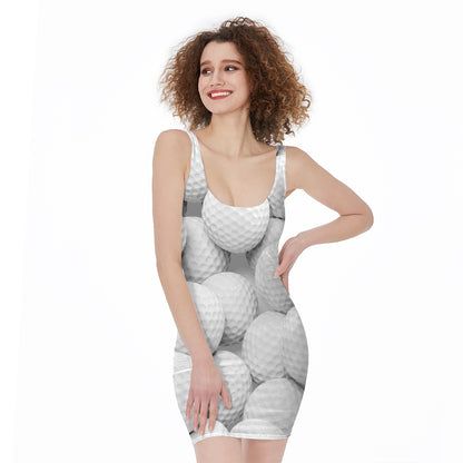 Golf Ball 3D Print Sleeveless Bodycon Dress